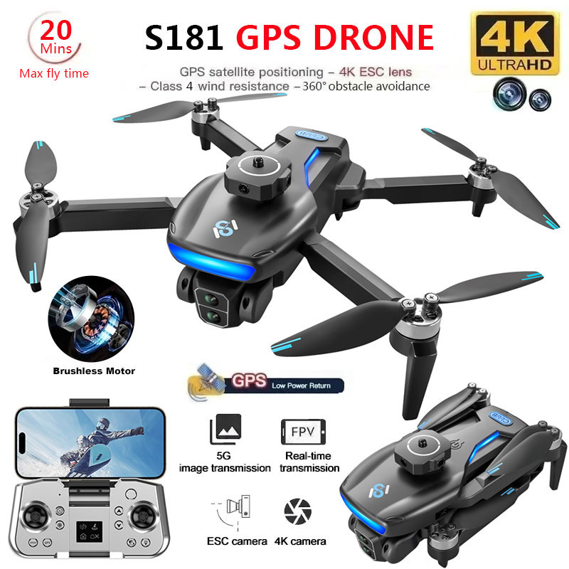 S181 GPS Drone 4K Professional - Drone Camera Wide Angle 评论和价格